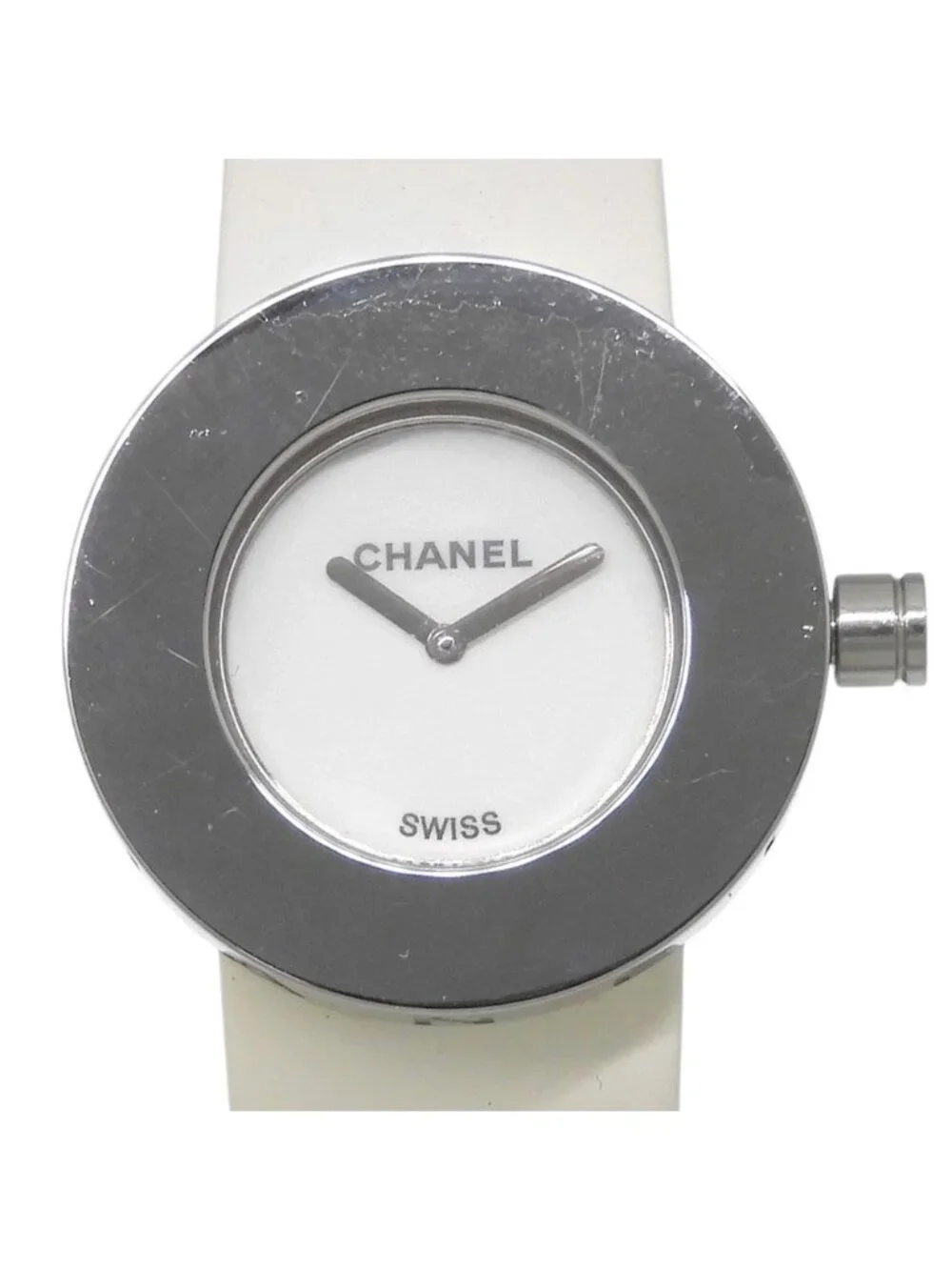 Chanel la Ronde Stainless Steel Leather Quartz Analog Display White Dial Watch